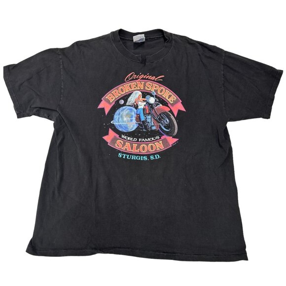 Vintage Broken Spoke Saloon Sturgis Motorcyle Rally Single Stitch XL Tshirt 90s - Picture 11 of 11